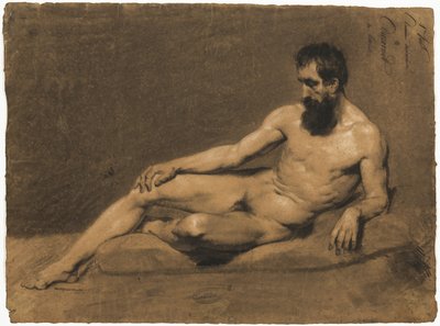 Liggend mannelijk naakt door Louis Joseph Cesar Ducornet