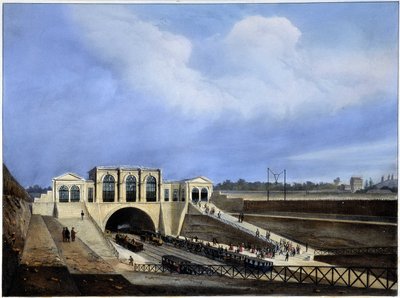 Spoorlijn van Parijs naar Saint Germain - in "Parijs in 1837" door Arnout door Louis Jules Arnout