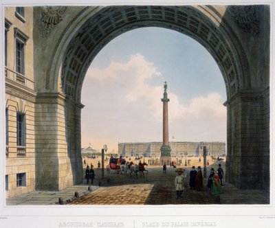 Het Paleisplein, uitzicht vanaf de Triomfboog van het Hoofdkwartier van het Leger door Louis Jules Arnout