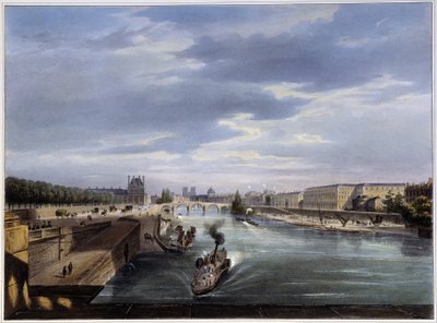 Le pont Royal - in Paris en 1837 door Louis Jules Arnout