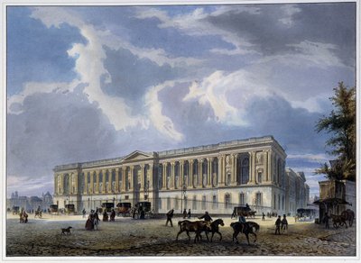 Zicht op de Colonnade van het Louvre - in Paris en 1837 door Louis Jules Arnout