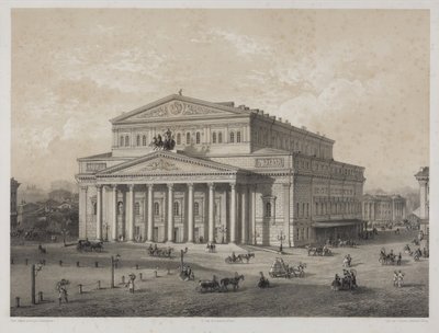 Bolshoi - Het Bolsjojtheater in Moskou, door Jacottet, Louis Julien (1806-?). Lithografie door Louis Julien Jacottet
