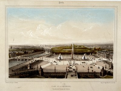 La Place de la Concorde - Lithografie door Jacottet door Louis Julien Jacottet