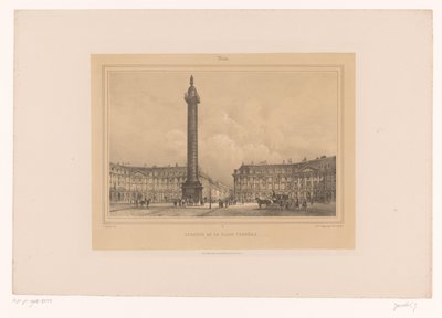 Zicht op de Colonne Vendôme door Louis Julien Jacottet