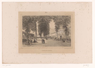 Zicht op de Jardin des Plantes door Louis Julien Jacottet