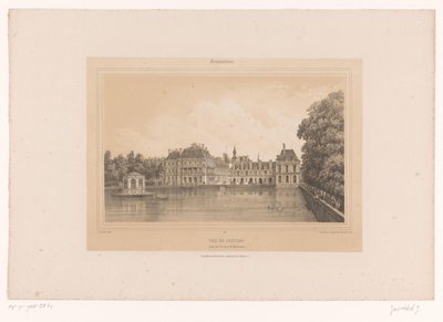 Zicht op het kasteel van Fontainebleau door Louis Julien Jacottet