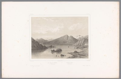 Zicht op het meer Norsjø in Telemark door Louis Julien Jacottet