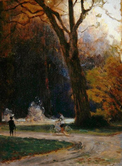 Fietser in het Karlsaue Park, Kassel door Louis Kolitz