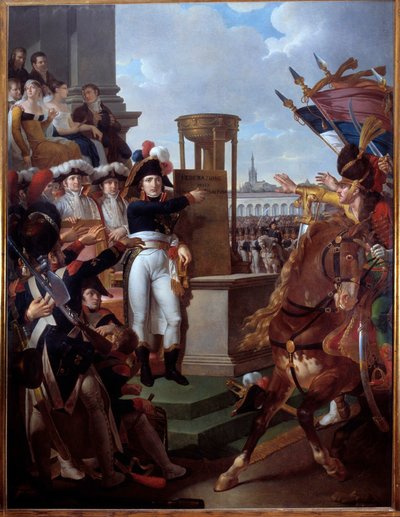 Napoleon Bonaparte roept de Cisalpijnse Republiek uit in Milaan 9/07/1797 door Louis Lafitte