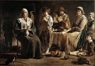 Een boerenfamilie in een interieur door Louis le Nain