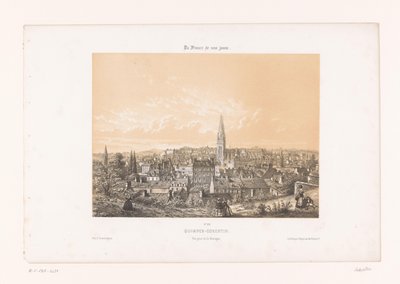 Zicht op Quimper vanaf de heuvel door Louis Le Breton