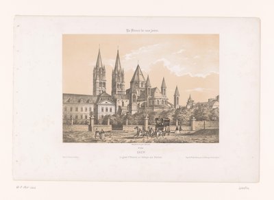Zicht op de Abbaye aux Hommes met de Église Saint-Étienne te Caen door Louis Le Breton