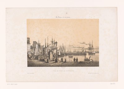 Zicht op de haven van Cherbourg door Louis Le Breton