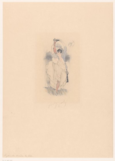 Cancan-danseres met gestrekt been achter haar hoofd door Louis Legrand (signed by artist)