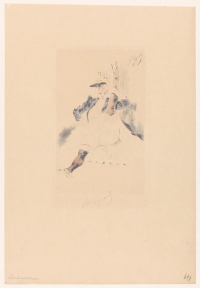 Groetende cancan-danseres door Louis Legrand (signed by artist)