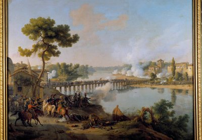 Generaal Bonaparte geeft zijn bevelen bij de slag om de brug van Lodi (10 mei 1796) tijdens de eerste campagne van Italië (1796-1797) Schilderij door Louis Francois Lejeune (1775-1848) 19e eeuw Sun. 1,85 x 2,40 m door Louis Lejeune
