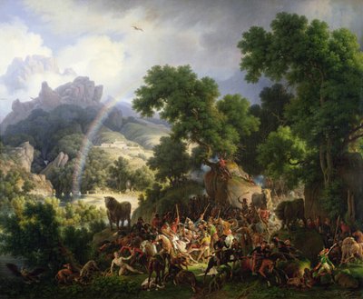Generaal Lejeune, gevangen genomen en naakt uitgekleed door Spaanse guerrillatroepen, wordt gered door Don Juan Padalea (