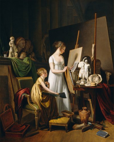 Een schildersatelier, c. 1800 door Louis Leopold Boilly
