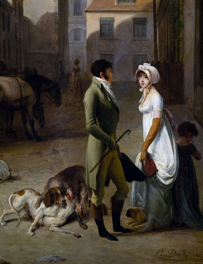 Aankomst van de postkoets op de binnenplaats van Messageries door Louis Leopold Boilly
