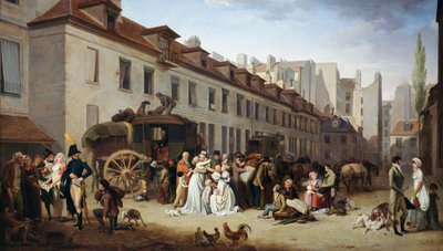 Aankomst van de postkoets in de binnenplaats van Messageries door Louis Leopold Boilly