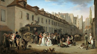 Aankomst van de postkoets op de binnenplaats van de Messageries door Louis Leopold Boilly