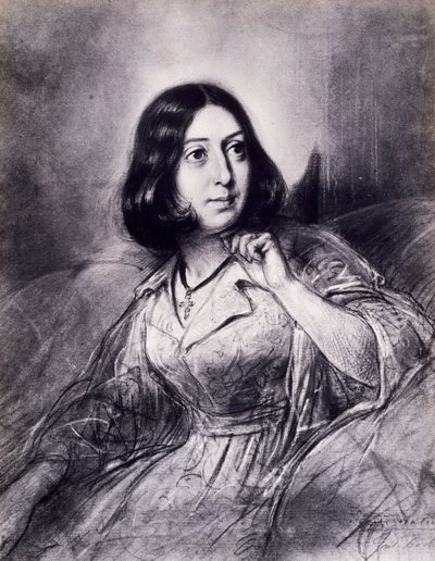 Portret van George Sand, pseudoniem van Amantine-Lucile-Aurore Dupin door Louis Leopold Boilly