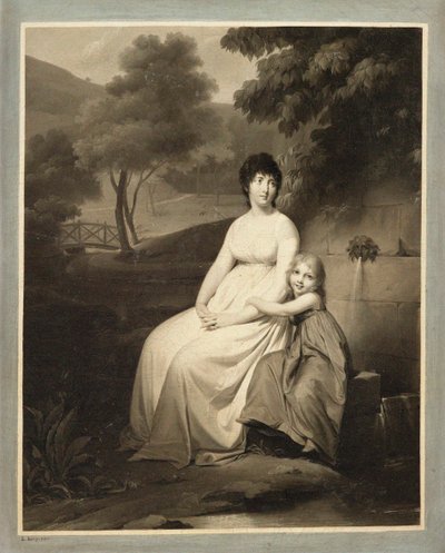 Portret van Thérèsa Tallien en haar dochter in een park door Louis Leopold Boilly