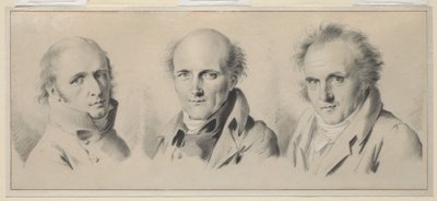 Portretten van Charles Percier, Pierre-François Léotard Fontaine en Claude-Louis Bernier door Louis Leopold Boilly