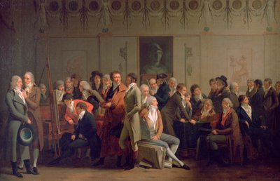 Reünie van kunstenaars in het atelier van Isabey, 1798 door Louis Leopold Boilly
