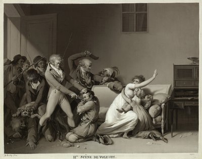 Tweede scène van inbrekers: de inbrekers gearresteerd, 1810 door Louis Leopold Boilly