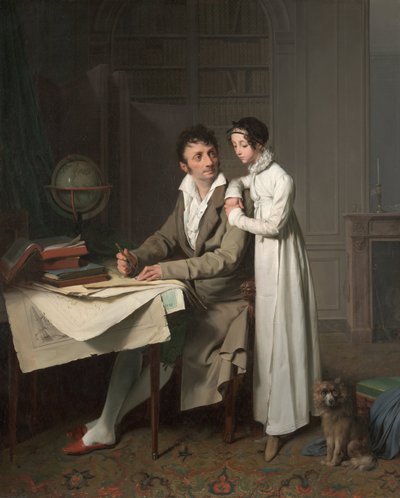 De Geografieles Portret van Monsieur Gaudry en Zijn Dochter door Louis Leopold Boilly