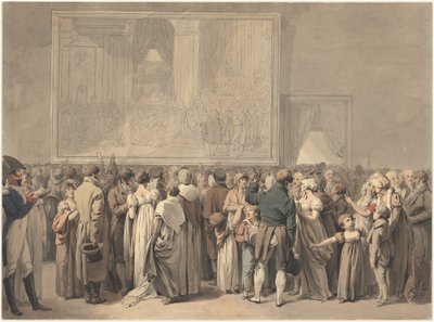 Het Publiek in de Salon van het Louvre, Bekijkt het Schilderij van de "Sacre" door Louis Leopold Boilly