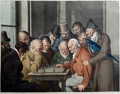 Het schaakspel Lithografie door Louis Leopold Boilly (1761-1845) door Louis Leopold Boilly