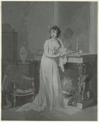 Vrouw voor een open haard door Louis Leopold Boilly