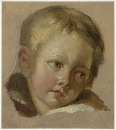Schets van een kinderkopje met lichtblond haar door Louis Léopold Boilly (rejected attribution)