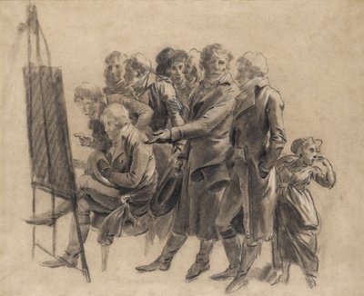 Louis-Léopold Boilly - De ontmoeting van kunstenaars (schets) door Louis Leopold Boilly