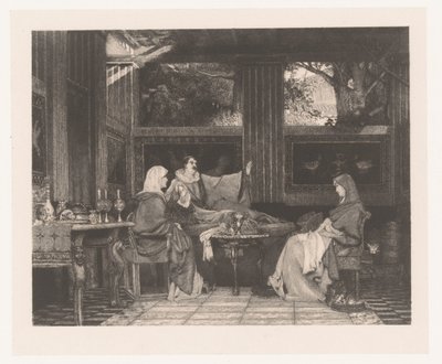 Venantius Fortunatus leest zijn gedichten voor aan Radegonda VI door Louis  Lucas