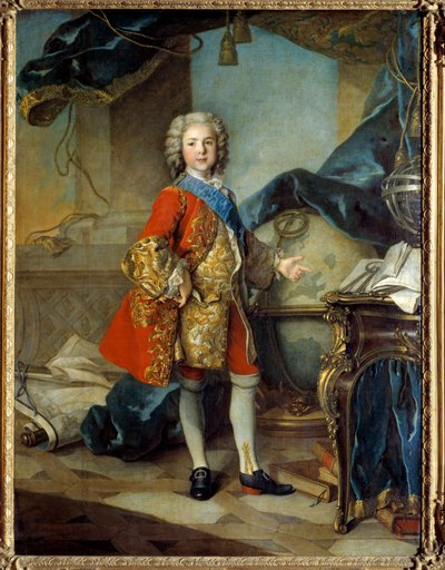 Portret van de dauphin Lodewijk van Frankrijk in zijn studeerkamer door Louis Tocqué