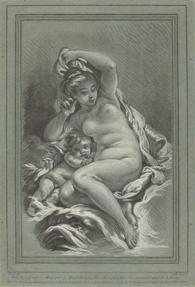 Venus en Cupido op een dolfijn, 1767. Makers: Louis Marin Bonnet, Juste-François Boucher door Louis Marin Bonnet, Juste François Boucher