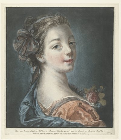 Buste van een jonge vrouw met een strik in het haar door Louis Marin Bonnet