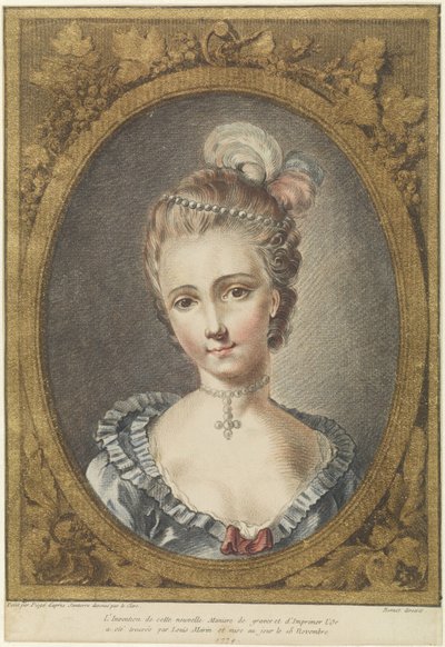 Buste van een jonge vrouw met parelketting door Louis Marin Bonnet
