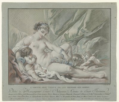 Cupido smeekt Venus zijn pijlen terug te geven door Louis Marin Bonnet