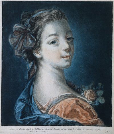 Hoofd van een vrouw Mme. Deshayes, ca. 1771 door Louis Marin Bonnet