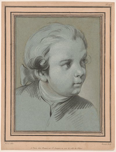 Hoofd van een jonge jongen driekwart naar rechts gedraaid door Louis Marin Bonnet
