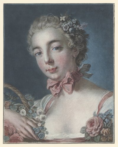 Portret van Marie Amélie Baudouin als Flora door Louis Marin Bonnet