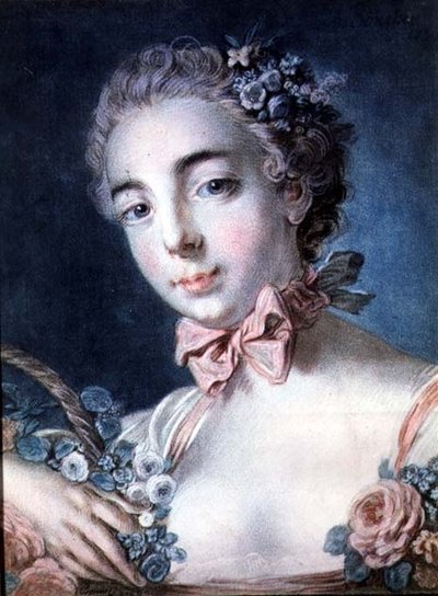 Tete de Flore, portret van Mme Baudion, dochter van Boucher, naar een tekening van Boucher door Louis Marin Bonnet