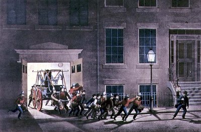 Het Nachtalarm, uitgegeven door Currier and Ives, New York door Louis Maurer
