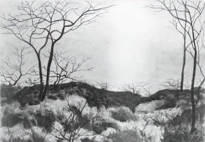 Blauw landschap door Louis Michel Eilshemius