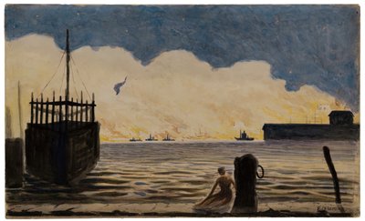Meisje op een pier door Louis Michel Eilshemius