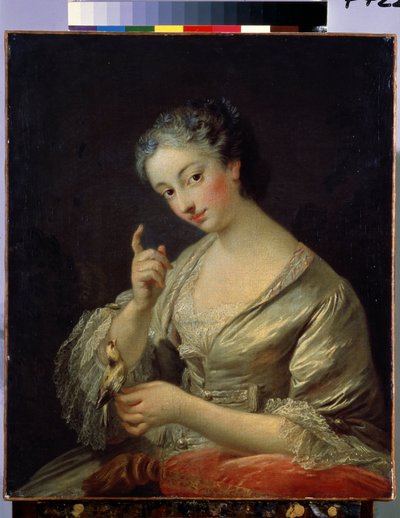 Vrouw met een vogel door Louis Michel van Loo